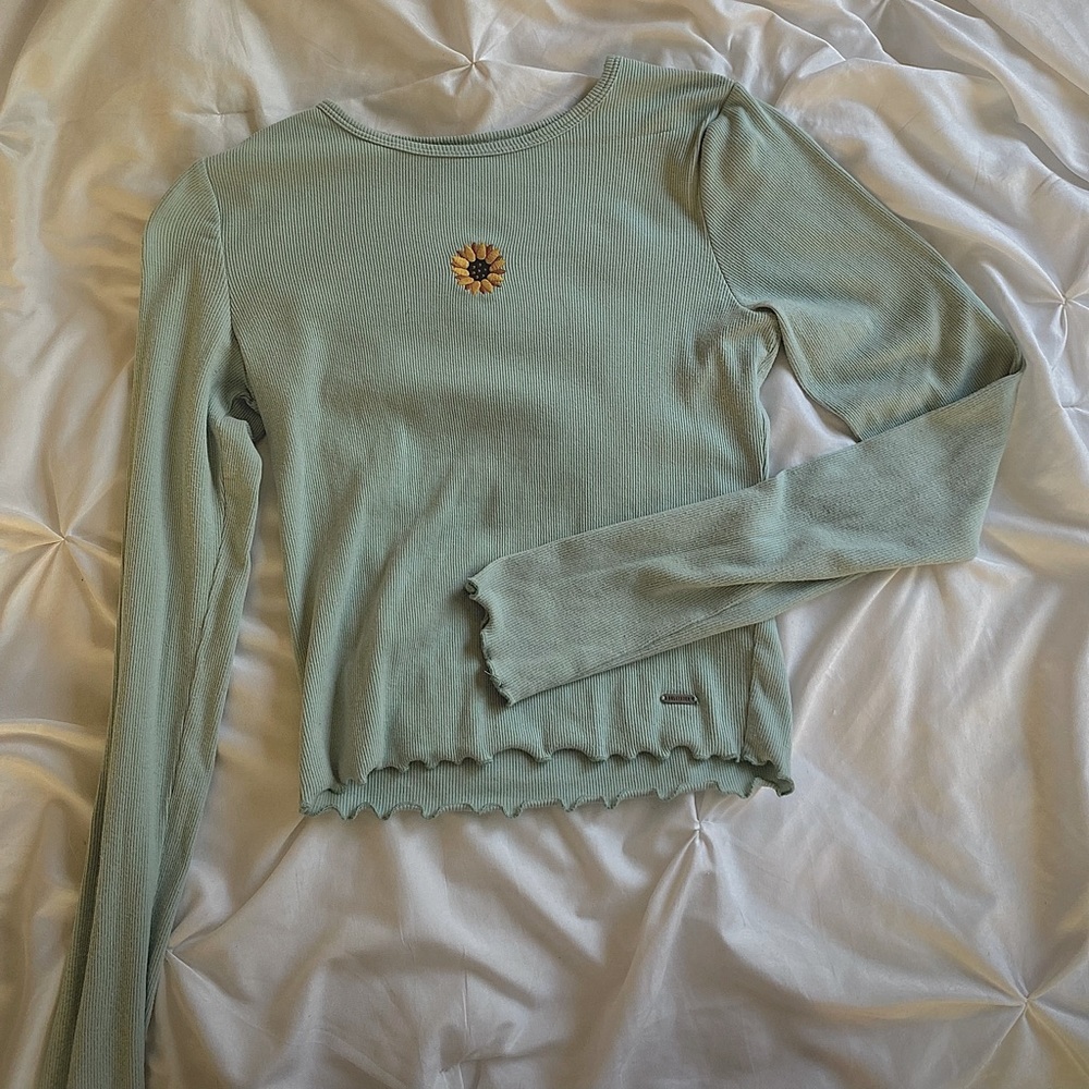 Teal long sleeve Hollister top